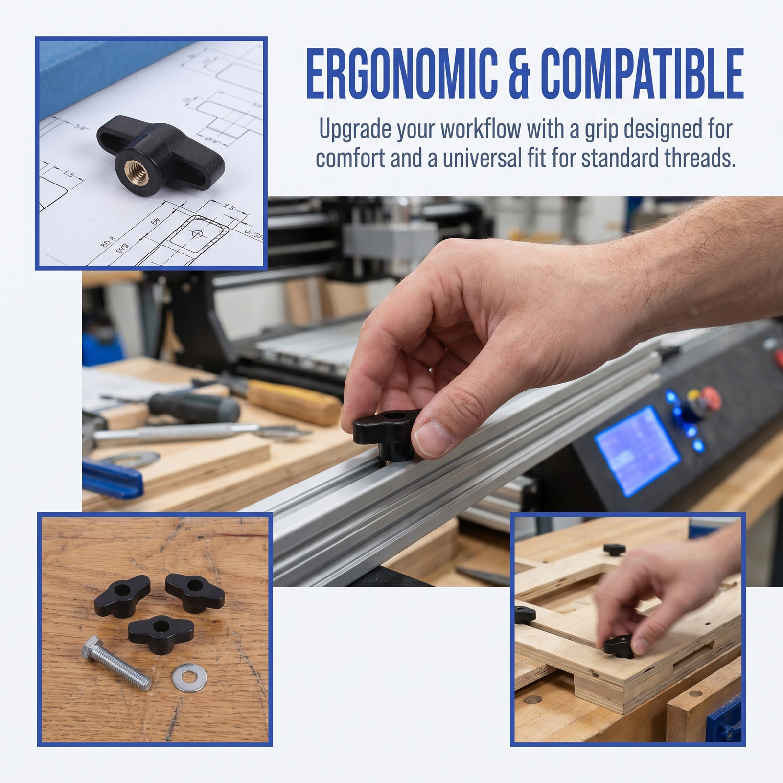 10Pcs Ergonomic Clamping Handl - Drill Press 评论和价格