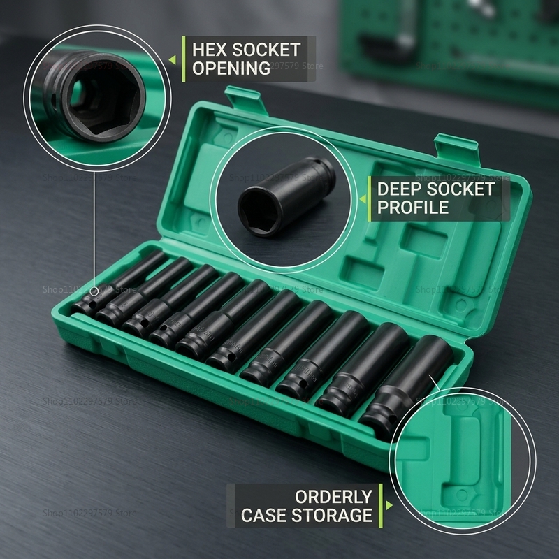 10pcs Socket Wrench Set 8-24mm - Hand Tools In Workshop 评论和价格
